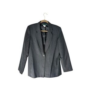 Herve Benard Women Grey Blazer Jacket Size 12 Wool Blend Single‎ Button